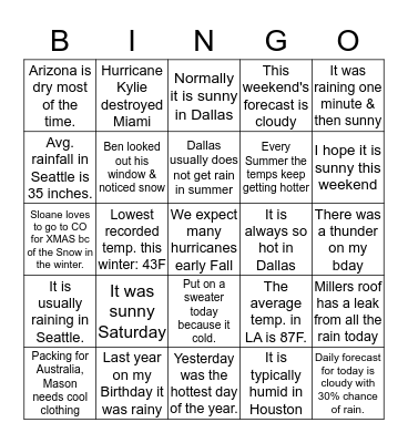 Untitled Bingo Card