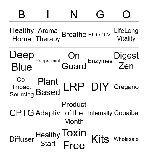 Plant Based Bingo Card