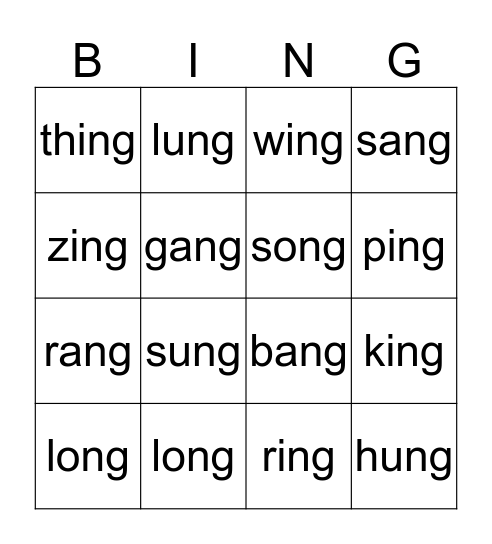 -NG Glued Sounds Bingo Card