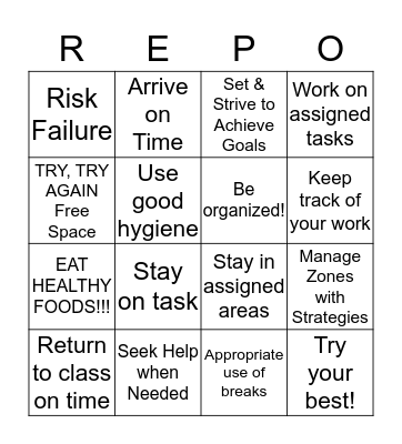 Persist Bingo Card