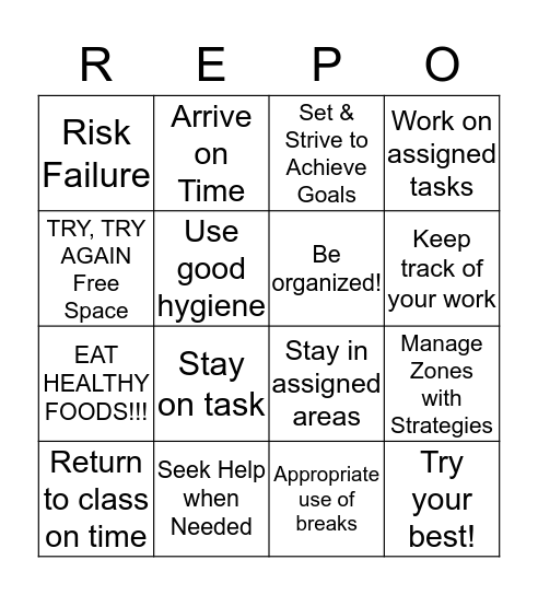 Persist Bingo Card