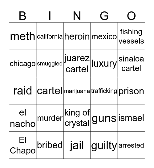 mexican cartel Bingo Card