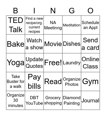 Daily Activities Bingo Card