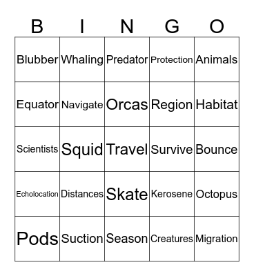 Whales Bingo Card