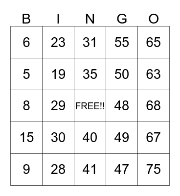 WINTER BLUES Bingo Card