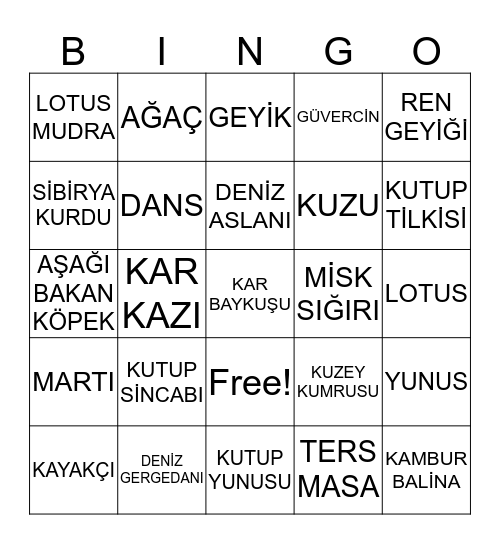 YOGA 1 Bingo Card