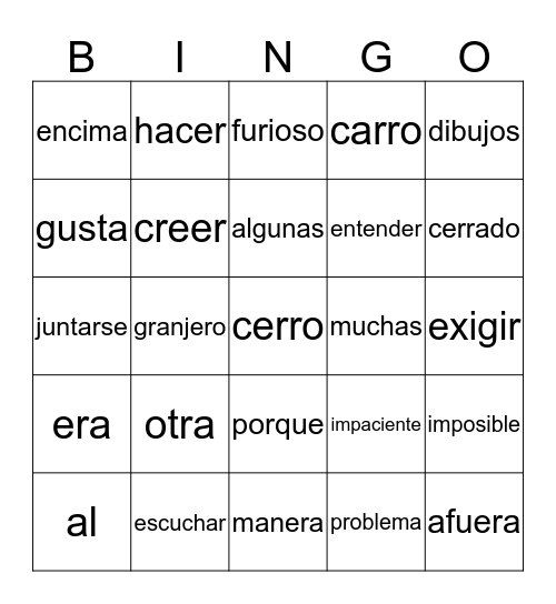 Lección 11 de Senderos, Clic, Clic, Muu: Vacas Bingo Card