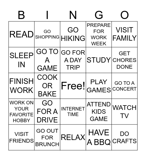 INSTEAD OF CHURCH Bingo Card