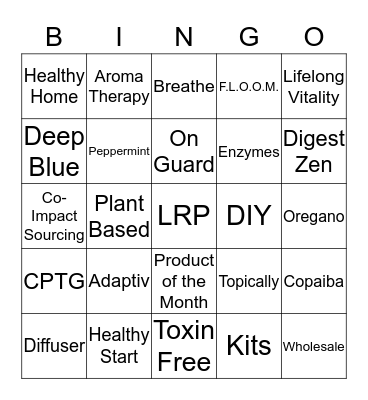 Plant Based Bingo Card