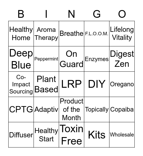 Plant Based Bingo Card