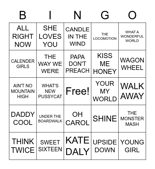 WHAT'S ANOTHER YEAR Bingo Card