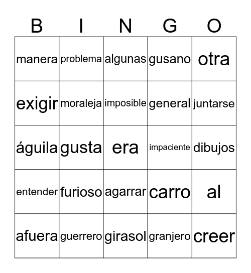 Leccion 11 de Senderos, Clic,Clic,Muu:Vacas Bingo Card