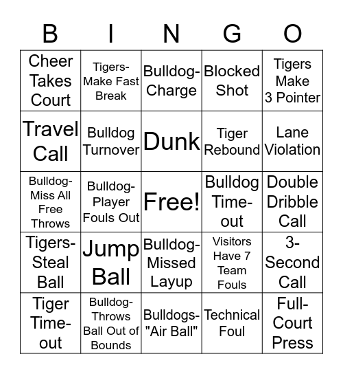 Basketball Bingo Card