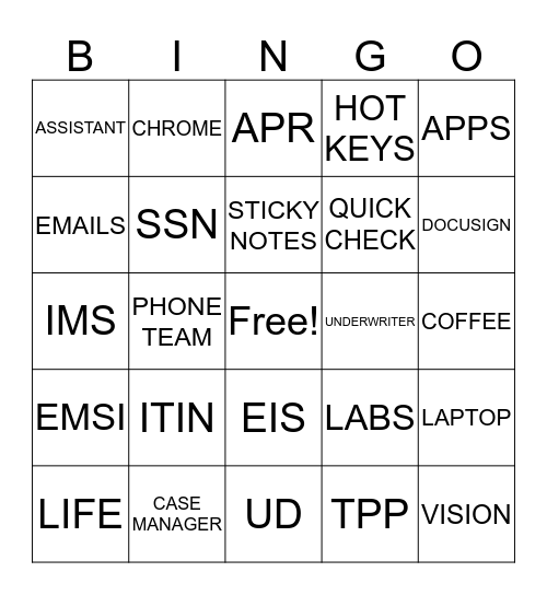 IPSO Phone Team  Bingo Card