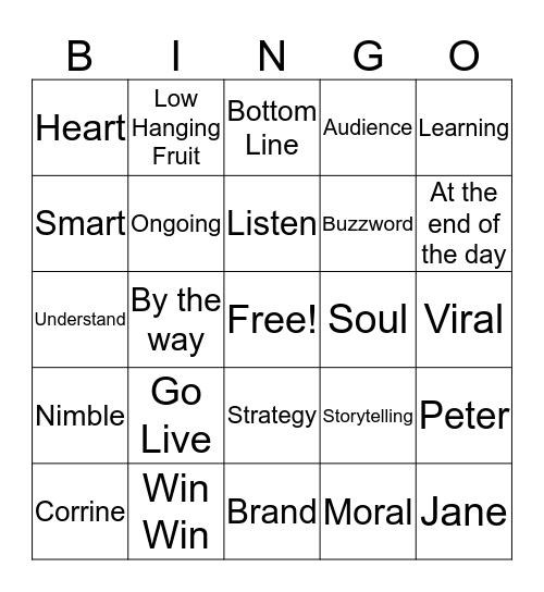 Small Army Bingo Card