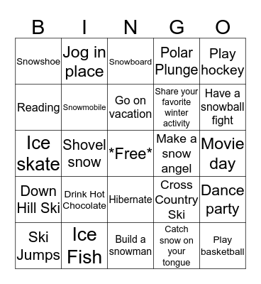 Winter Bingo Card