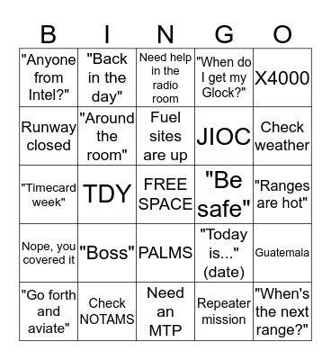 Shift Brief Bingo Card