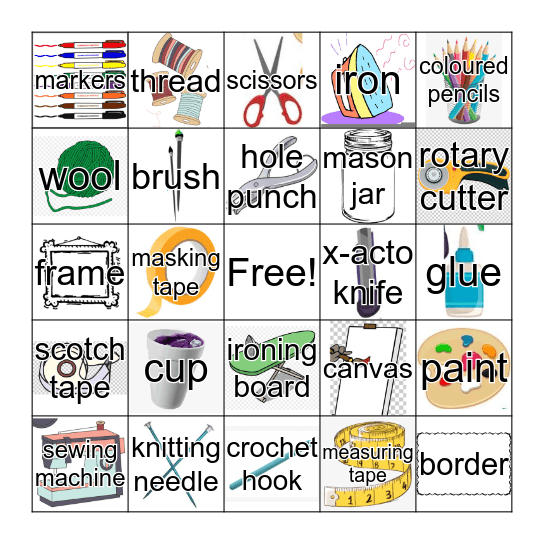 Arts & Crafts Bingo Card