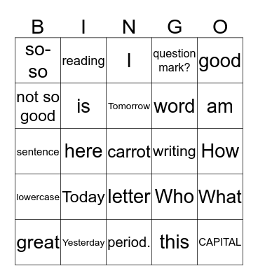 Review Bingo Card