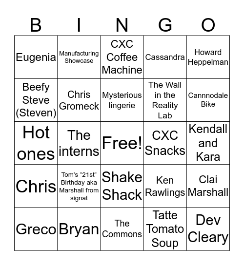 CXC HOLIDAY BINGO Card
