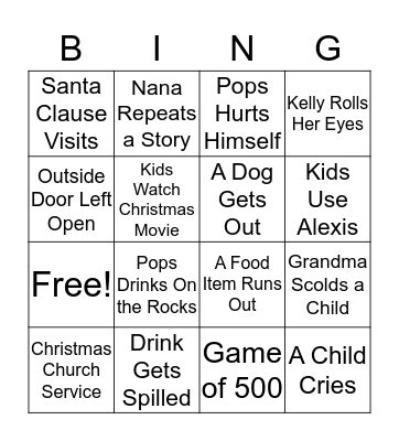 Rogers Christmas Bingo Card