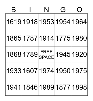 VA/ US History SOL Review Bingo  Bingo Card