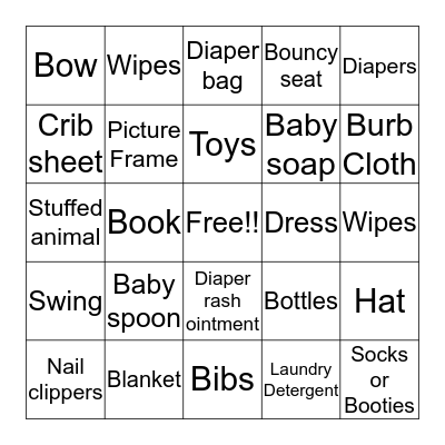 Baby Bingo Card