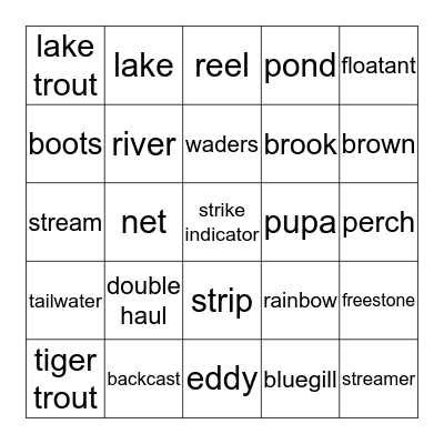 Last Flyfisher Standing Bingo Card