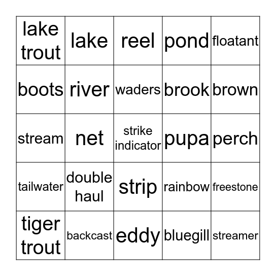 Last Flyfisher Standing Bingo Card