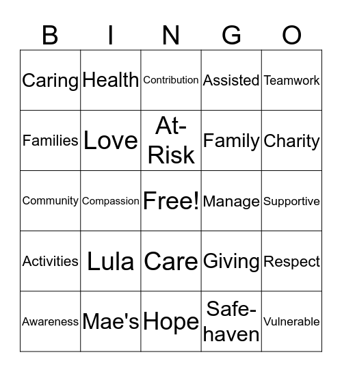 Lula Mae's Day Center  Bingo Card