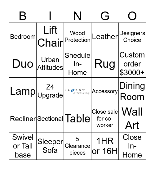 La-Z-Boy Bingo Card