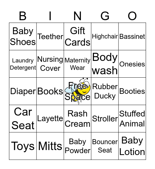 Bay-Bee Shower Bingo  Bingo Card