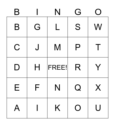 St Gerald Uppercase Alphabet Bingo Card