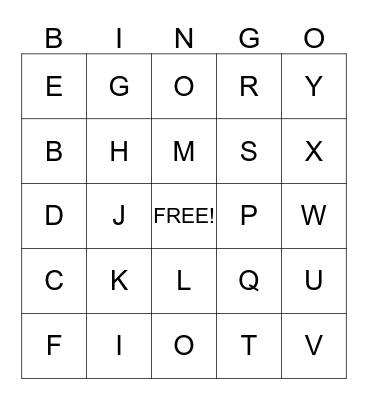 St Gerald Uppercase Alphabet Bingo Card