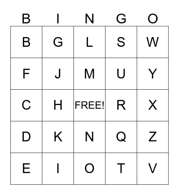 St Gerald Uppercase Alphabet Bingo Card