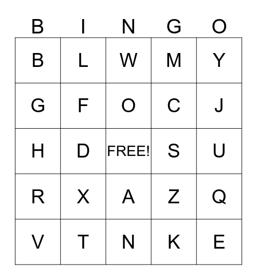 St Gerald Uppercase Alphabet Bingo (SHUFFLE COL) Bingo Card