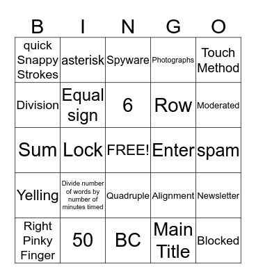 Computer Review  Bingo Card