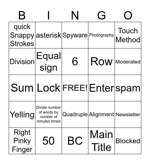 Computer Review  Bingo Card
