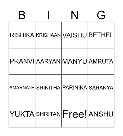 Happy 7th Birthday YUKTA Bingo Card