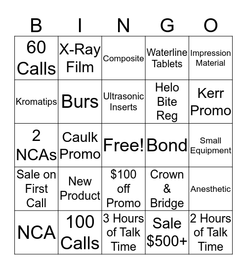 Sales Bingo Tier 1 Bingo Card