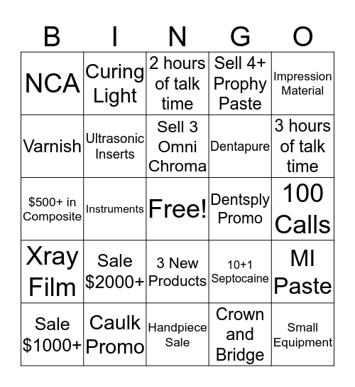 Sales Bingo Tier 2 Bingo Card