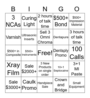 Sales Bingo Tier 3 Bingo Card