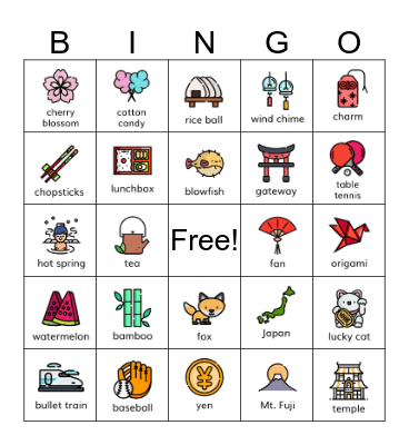 JAPAN BINGO Card