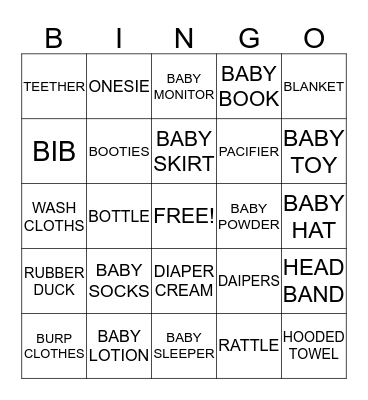 BABY SHOWER BINGO Card