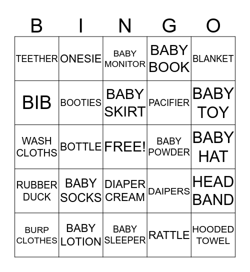 BABY SHOWER BINGO Card