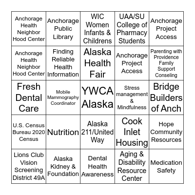 Diversity Health Awareness Day Bingo Card