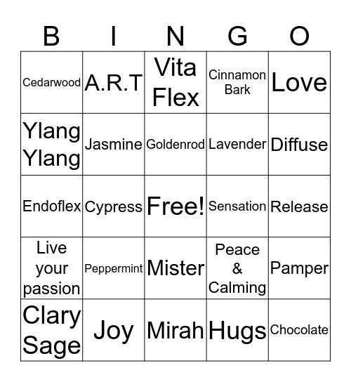 OILY LOVE BINGO Card