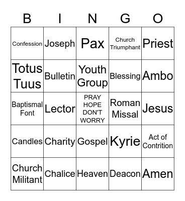 CHURCHY BINGO ! Bingo Card
