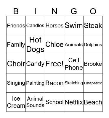 All Things Shallen Bingo Card