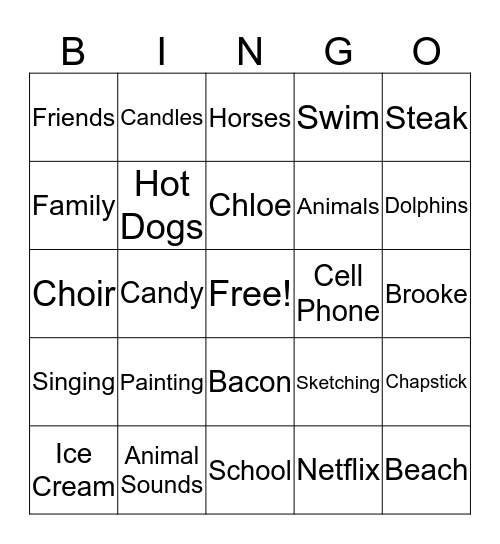 All Things Shallen Bingo Card
